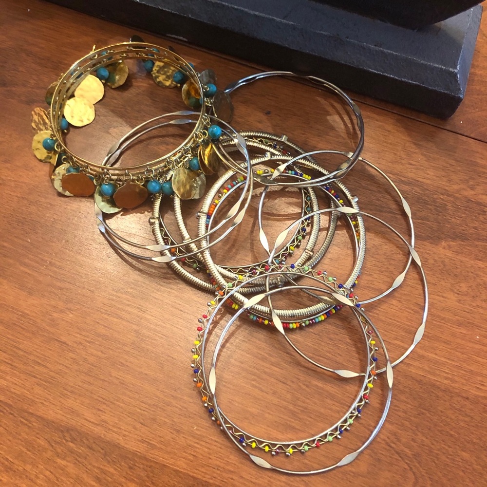 A Bunch of Bangles, gold tone.